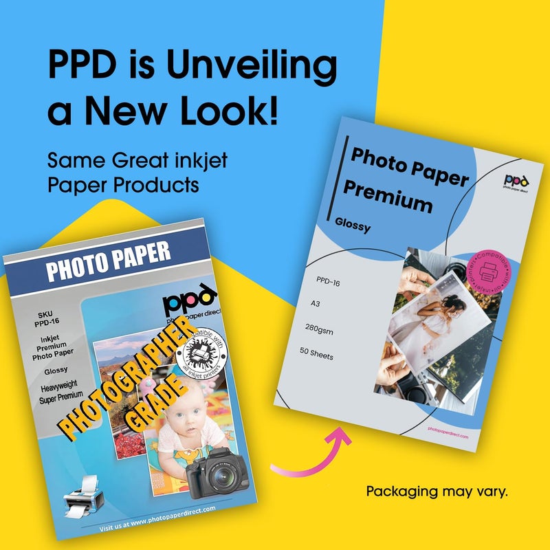 PPD Glossy Photo Paper for Inkjet Printer, 11 x 17" Premium Quality Printable Sheets for Custom Picture, Professional Photographic Instant Dry For with Normal, Dye or Pigment Ink (50 Pack/280 gsm) - Image 2
